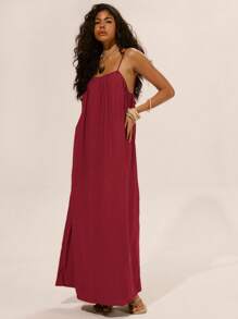 Musera Resort 亚麻吊带宽松咕噜长裙春夏伊比沙岛装扮，假日，可爱，浪漫，节日，度假沙滩装，海滩秋冬圣诞节