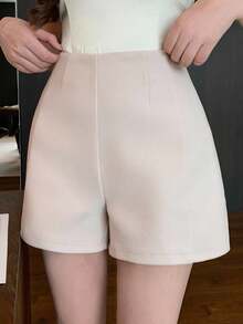 DAZY Women's Solid Color Straight Leg Shorts, Autumn - Apricot - View 4