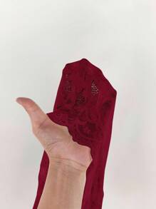 Amplova Deep V Neck Burgundy Mini Dress With All Over Lace And Long Flare Sleeves,Party Dress