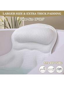SHEIN Almohada de baño premium de malla 4D transpirable | Diseño ergonómico de soporte para el cuello y la espalda, ventosas fuertes | Funda de almohada impermeable y extraíble, accesorio de baño para relajación en el hogar, regalo de baño apto para el embarazo, decoración de baño, accesorios de baño de verano, regreso a la escuela