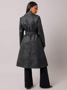 Radiana Women's Gray Autumn Elegant Office Trench Coat,British Style Cinched Waist Slim Fit Long Jacket,Retro Business Formal Event Chic Street Wear Outing - Coffee Brown - View 2