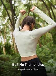 In My Nature 女式字母印花插肩袖短款修身户外 T 恤修身衬衫 - 薄荷綠 - 查看 3