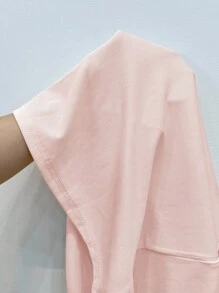 女式休闲骑士印花圆领背心，夏季 - 淺粉色 - 查看 5