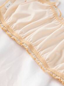 2 件装女童青春期前甜美紫色和杏色组合褶边吊带背心（无衬垫） - 彩色 - 查看 3