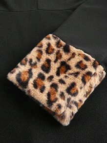 SHEIN LUNE Chaqueta de piel sintética con estampado de leopardo y parches en talla grande, abrigo con estampado de leopardo en talla grande, abrigo con estampado de guepardo en talla grande, abrigos en talla grande para mujer, abrigo de invierno en talla grande con estampado de leopardo, abrigo con estampado de leopardo para mujer en talla grande, abrigo de invierno con ribete de leopardo en negro, ropa de otoño e invierno, atuendos de oficina para mujer, ropa de fiesta de invierno, ropa de Halloween, ropa de Navidad, ropa de otoño