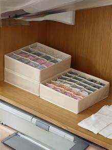 SHEIN 1 pezzo Scatola portaoggetti per biancheria intima lavabile, pieghevole, con 7/16/24 scomparti, organizer per reggiseni, calze, cassetti, organizzatore multifunzionale per la casa