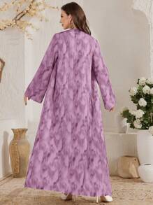 Al Najma 女士扎染长袖长袍和阔腿裤休闲两件套 - 紫色 - 查看 2