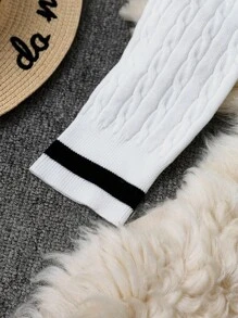 Franclia 2pcs/Set Spring New American Style Slim Fit Versatile Polo Shirt & Pleated Skirt Sweater Set For Women Fall Winter Cloth For Women - Black and White - View 6