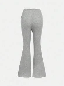 SHEIN Girlism 少女灰色/秋/冬/针织休闲宽松爱心印花卫衣和喇叭裤两件套 - 灰色 - 查看 9