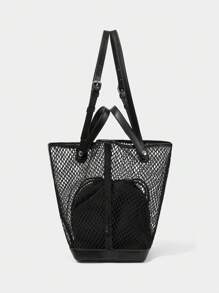 SHECARRY Bolso de hombro de moda con diseño hueco y gran capacidad de un solo color para mujer