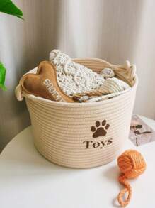 Cesta de almacenamiento de cuerda de algodón con diseño de pata de dibujos animados, organizador multiusos de juguetes, recipiente para aperitivos, cesta tejida amigable para el hogar, cesta de piso para la sala de estar, protección antiarañazos para el piso