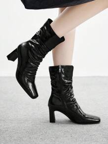 CUCCOO BIZCHIC Women's Pointed Toe Ruched Fashionable Ankle Boots And Ankle Boots - Black - View 1