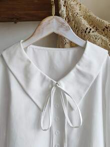 Chemise décontractée de couleur unie avec lacets pour préadolescentes