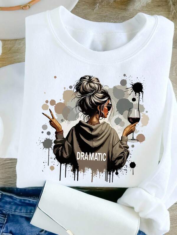 Camiseta de cuello redondo con estampado de moda divertida para adultos, eslogan satírico dramático, adecuada para uso diario casual
