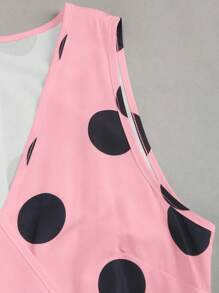 Sweetra Elegant Polka Dot Print Sleeveless Swing Dress, Summer Maxi Women Outfit - Baby Pink - View 5