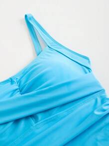 Swim Lushoire Plus Size Women V-Neck Bowknot One-Piece Jumpsuit, Sexy For Beach, Spa, Resort For Summer Beach Vacation