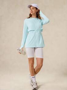 OutZeal Women UV Protection UPF50+ Breathable Drawstring Waist Hooded Mask Sun-Proof Jacket Hiking Camping Sports - Baby Blue - View 7