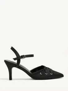 CUCCOO CHICEST Women's Pointed Toe Low Heel New Style Imitation Pearl Flower Decor Closed Toe High Heel Pumps - Black - View 9