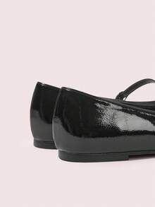 CUCCOO DOLLMOD Women's Black Patent Leather Rhinestone Bow Decor T-Strap Mary Jane Flats, Fashionable & Cute - Black - View 8