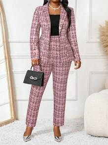 Fleurora 2025 New Autumn And Winter Elegant Pink Knitted Lapel Button Long Sleeve Plus Size Fluffy Coats Fall Clothes For Women - Pink - View 5