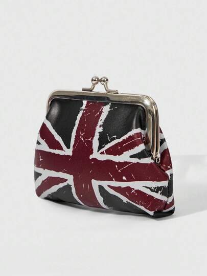 Grunge Punk Monedero de moda casual y versátil con estampado personalizado de bandera nacional