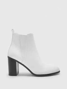 CUCCOO BIZCHIC 女士时尚侧拉链设计高跟踝靴 - 白色 - 查看 2