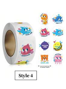 SHEIN 500 tờ/cuộn Nhãn dán động vật Phần thưởng cho giáo viên Chủ đề không gian Động vật dễ thương Quà tặng tiệc Vật dụng khuyến khích lớp học Nhãn dán trang trí vui nhộn Gói lớn Nhãn dính nhiều màu Giải thưởng cho học sinh Nghệ thuật sáng tạo Thủ công DIY - Nhiều màu - Xem 15