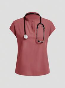 TaskEZ 纯色立领插肩袖上衣和弹性袖口裤子手术服套装