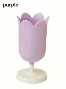 SHEIN 1Pc Tulip-Shaped Plastic Pen Holder - Desk Decoration Pen, Cosmetics And Stationery Pen Organizer Suitable For Student Study And Office Signature Pen Storage