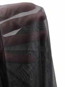 FRIFUL Women's Black Patchwork Sheer Mesh Hem & Cuff Loose Casual Jacket,Mother Of The Groom,Granny,Summer,Versatile Regular Coat For Travel&Vacation,Fall - Black - View 8