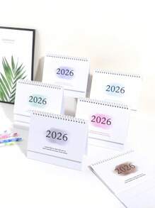 SHEIN Retro English Calendar – 1Pc Vertical Flip Design With Metal Ring Binding, Minimalist Monthly Planner For Home, Office - Multicolor - View 2