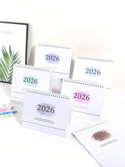 SHEIN 1 Calendario inglés retro - Diseño de volteo vertical con anillo de metal, planificador mensual minimalista para el hogar y la oficina