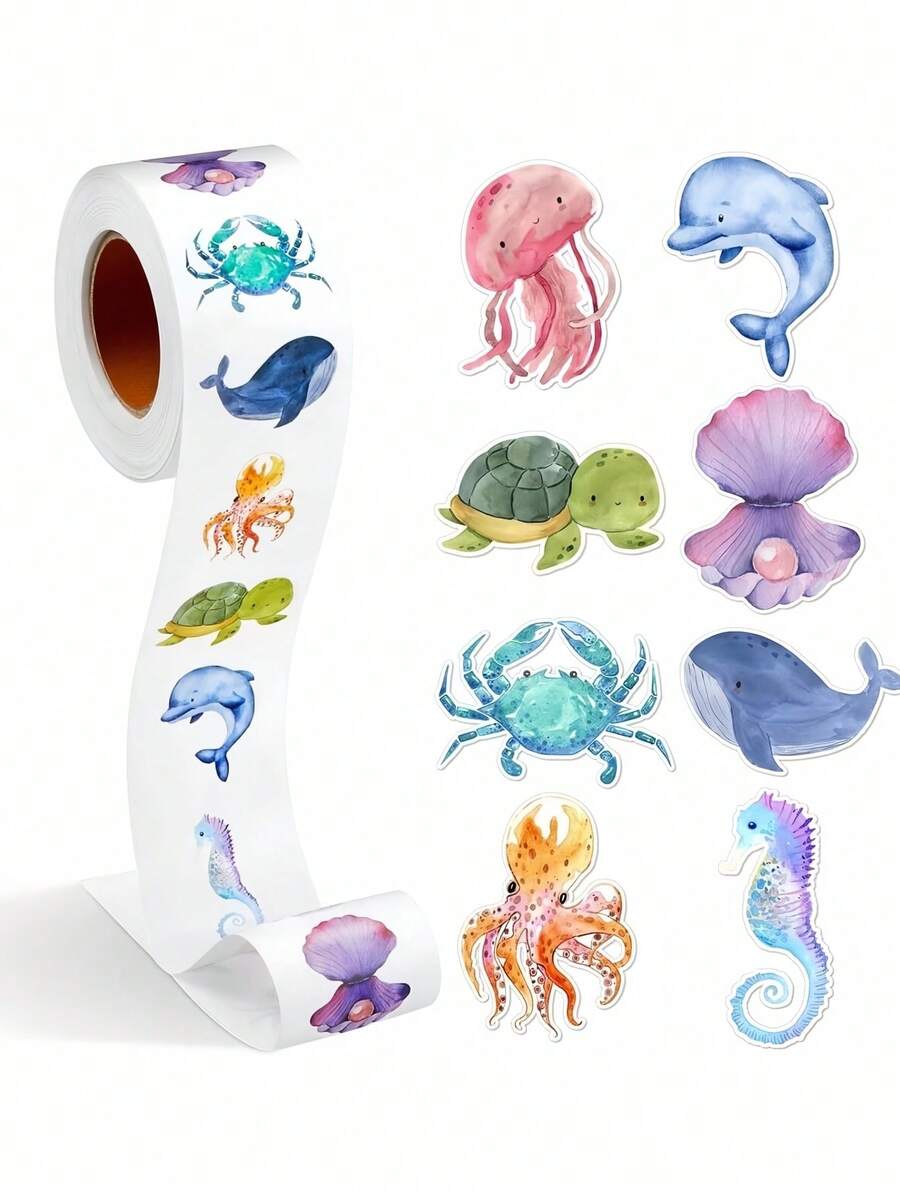 SHEIN 500 tờ/cuộn Nhãn dán động vật Phần thưởng cho giáo viên Chủ đề không gian Động vật dễ thương Quà tặng tiệc Vật dụng khuyến khích lớp học Nhãn dán trang trí vui nhộn Gói lớn Nhãn dính nhiều màu Giải thưởng cho học sinh Nghệ thuật sáng tạo Thủ công DIY