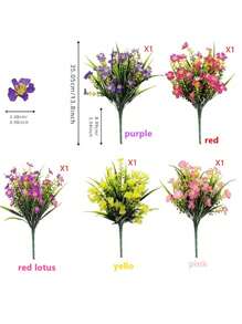 1/5 件混色黄花-白色、橙色、莲花、紫色人造花叶仿真植物，适用于婚礼装饰、订婚装饰、塑料花和绿植，适用于室内外墙壁拱门装饰、春夏装饰、情人节人造植物、塑料花、餐桌摆件 - 彩色 - 查看 7
