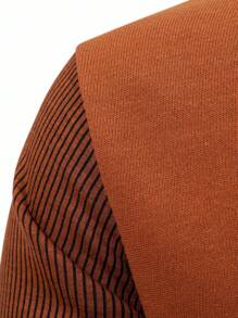 Calvornis Men's Contrast Color Patchwork Knitted Sweater With Thermal Lining - Rust Brown - View 4