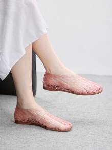 CUCCOO BIZCHIC 女士圆头水晶平底凉鞋，时尚海滩度假平底鞋