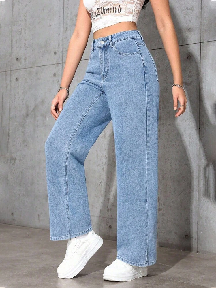 Jeanoix Luźne, sprane, proste dżinsy - Jasny jeans - Zobacz 6