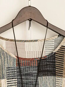 Rusticease Kích thước lớn Mùa hè Nhà  Mặc Lỏng lẻo Hình học Vòng cổ Áo Và Quần cà rốt Bộ - Nhiều màu - Xem 5