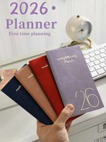 SHEIN 1pc A6 2026 Planner Notebook, Portable Schedule Notebook, 365-Day Time Management Notebook, Weekly & Daily Planning, Journal, Back To School/Start Of School Year Gift