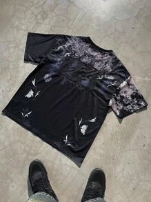 Claim Dot Stylish Versatile Street Embroidery Hoodie & Fitted Black T-Shirt - Black - View 2