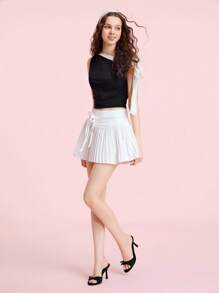 CUCCOO DOLLMOD 女士黑色缎面波尔卡圆点网眼拼布蝴蝶结圆头时尚可爱法式浪漫夏日约会细高跟穆勒凉鞋