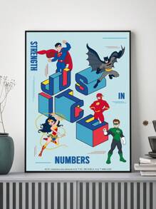 SUPERMAN X SHEIN 卡通人物图形海报非常适合家庭、客厅、卧室、办公室、浴室、厨房装饰，适合客厅、卧室和餐厅 - 彩色 - 查看 1