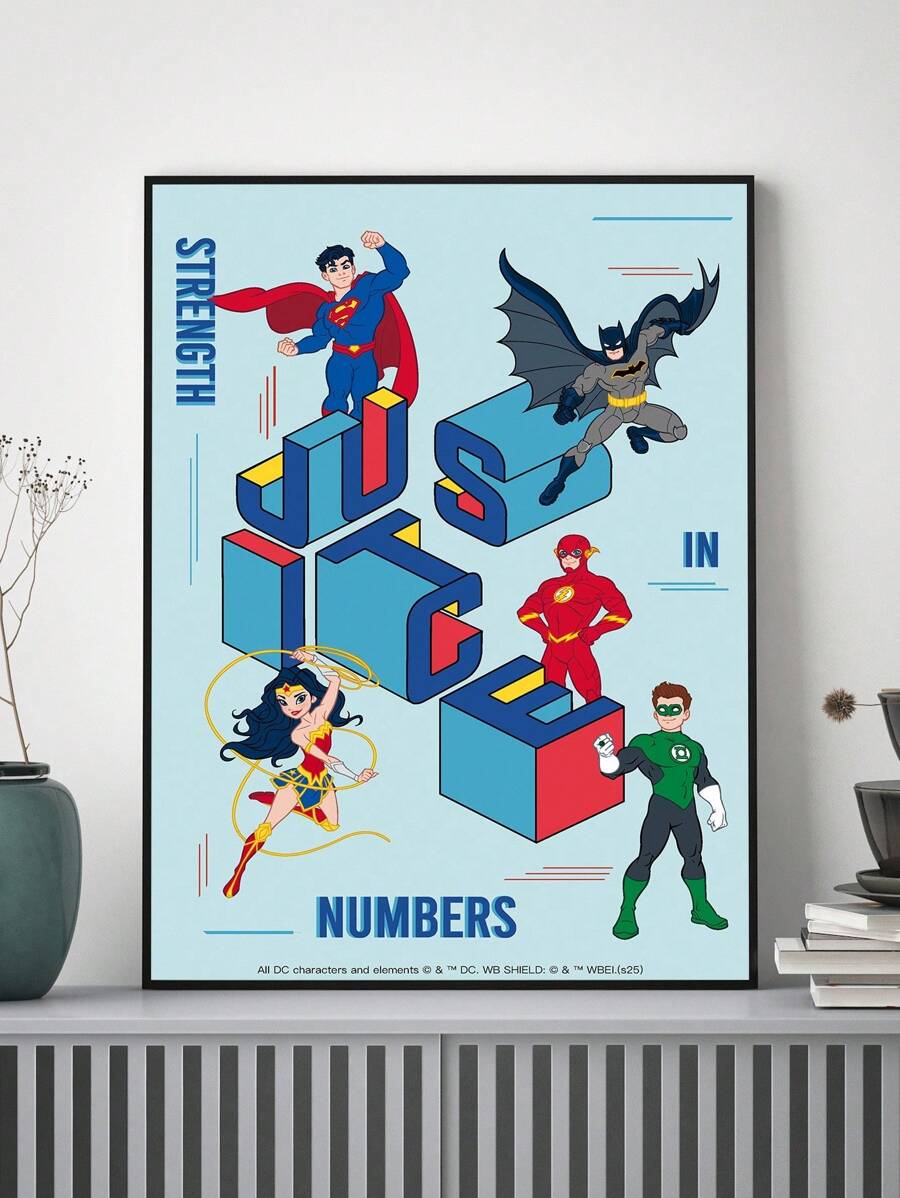 SUPERMAN X SHEIN 卡通人物图形海报非常适合家庭、客厅、卧室、办公室、浴室、厨房装饰,适合客厅、卧室和餐厅 - 彩色 - 查看 1