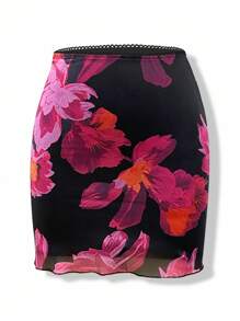 INAWLY 女士花卉印花 A 字裙，休闲度假