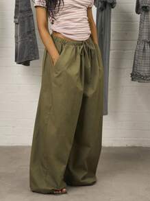 COUREZ 男女通用低腰宽松灯笼裤深灰色长裤，100%纯棉