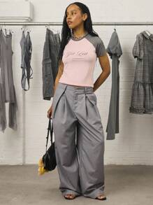 COUREZ Camiseta de manga corta tipo raglán con estampado "Get Lost" / Ropa de mujer Y2K para otoño, ropa de otoño, blusas lindas para salir, atuendos gráficos