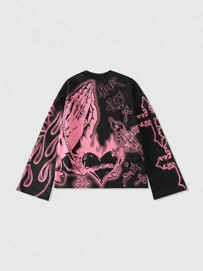 Goth Sudadera con capucha de manga larga y corta holgada para hombre