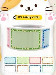 1pc Multi-Colored Cute Cartoon Handwritten Self-Adhesive Name Stickers, Notebook Sticky Notes Stickers, Adorable Multi-Colored Book Self-Adhesive Label Stickers - Multicolor - View 4