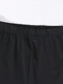 Conjunto de 4 piezas de shorts de punto ajustados informales para niñas - Negro - Ver 5
