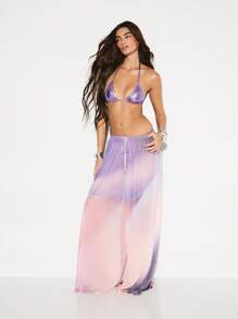 KIZN Quần Palazzo ống rộng cạp chun rút dây mặc đi biển mùa hè, đồ bơi mặc ở nhà, đồ mặc trong lễ hội, đồ đi biển, đồ bơi bên hồ bơi - Nhiều màu - Xem 5